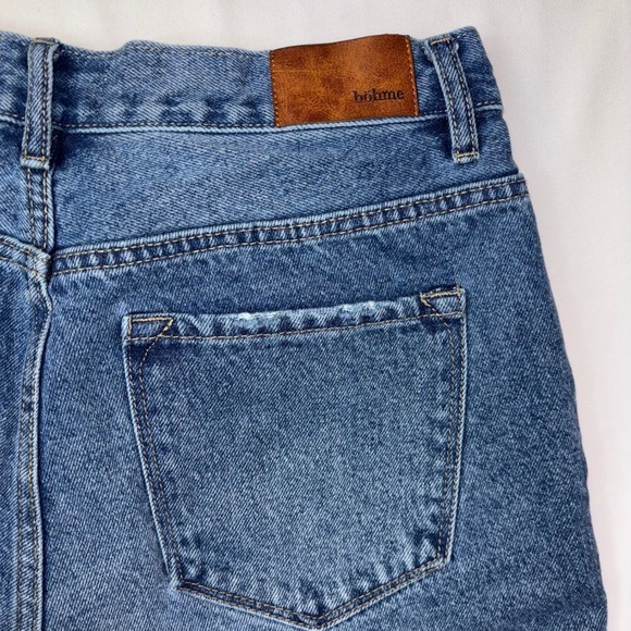 Bohme Denim Shorts Women's Size 27 Blue Distressed Ripped Raw Hem High‎ Rise - Picture 5 of 7